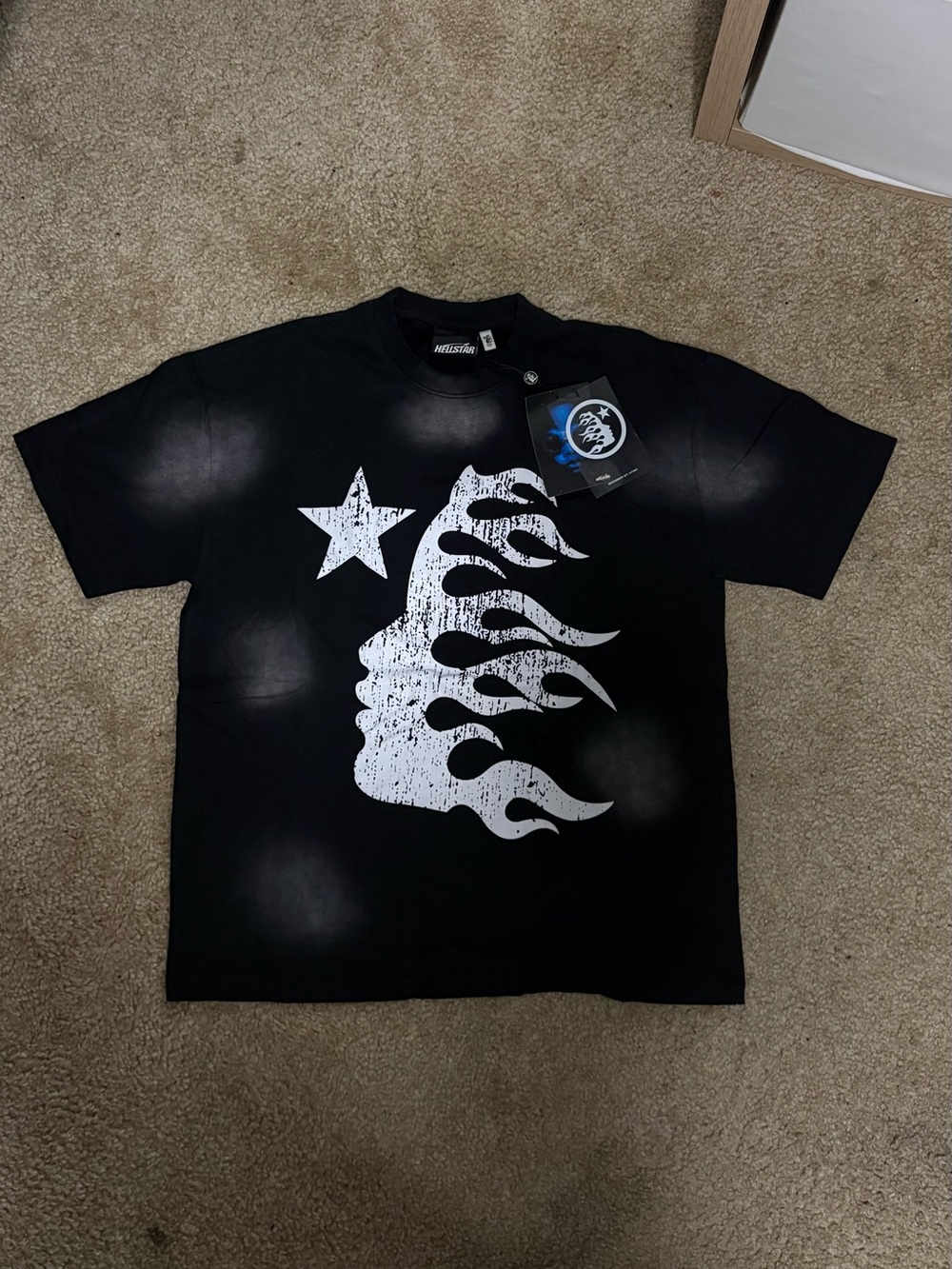 Black Graphic Short Sleeve Tee with White Star & Flame BAGS N TAGS ALL INCLUDED